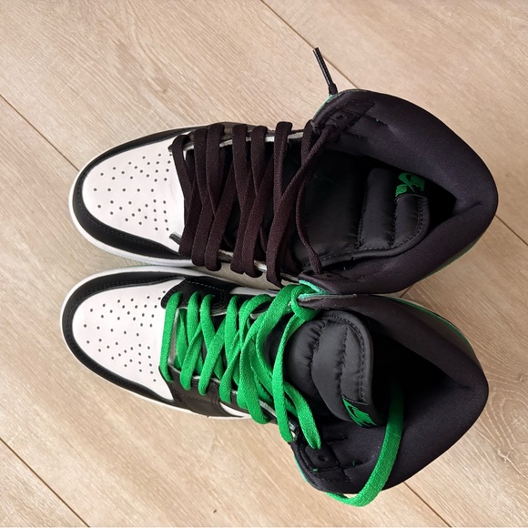 Nike Air High-Top Sneakers in Black, White, and Green - Picture 4 of 6